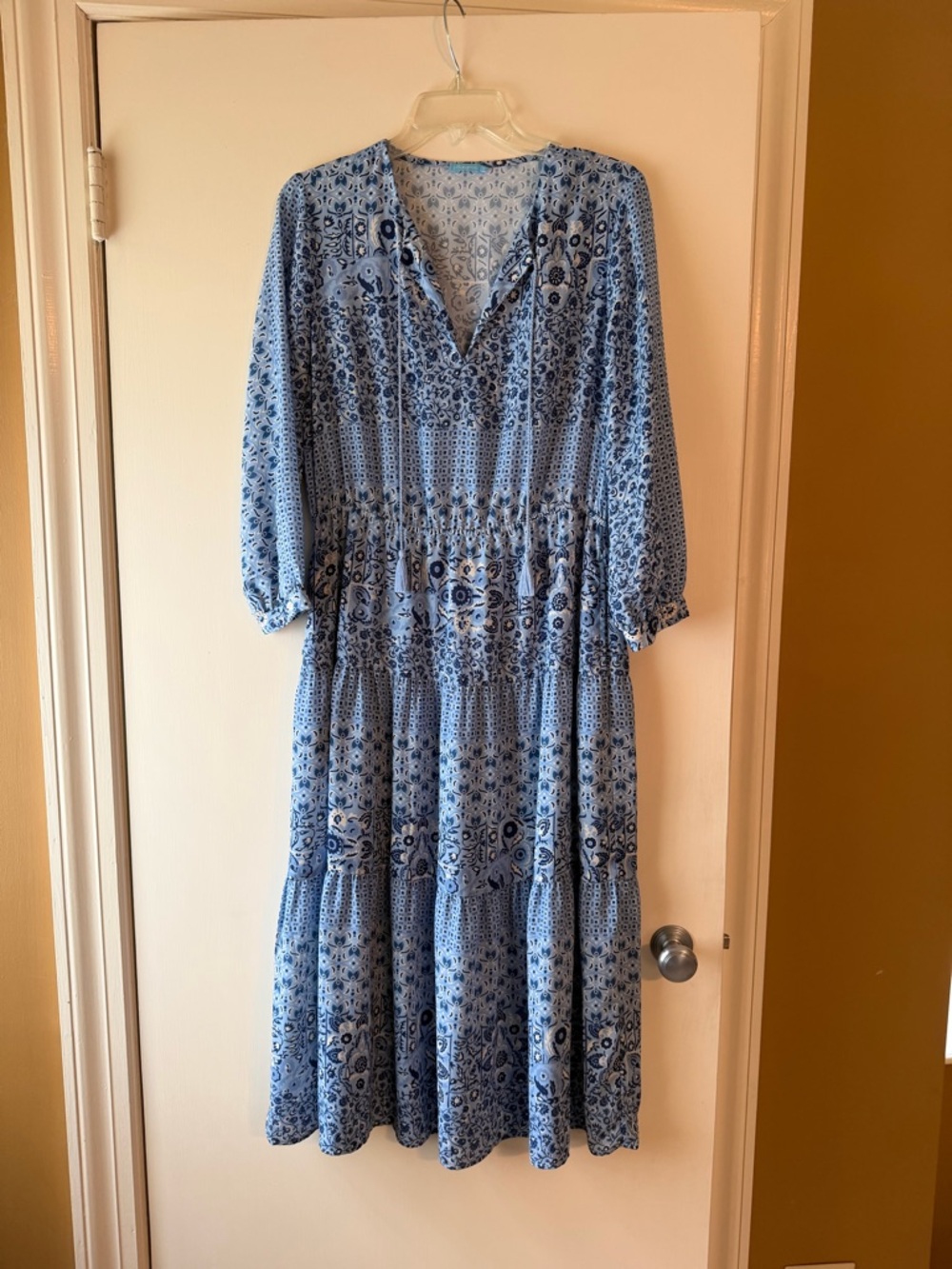 J. McLaughlin Blue Floral Tiered Maxi Dress